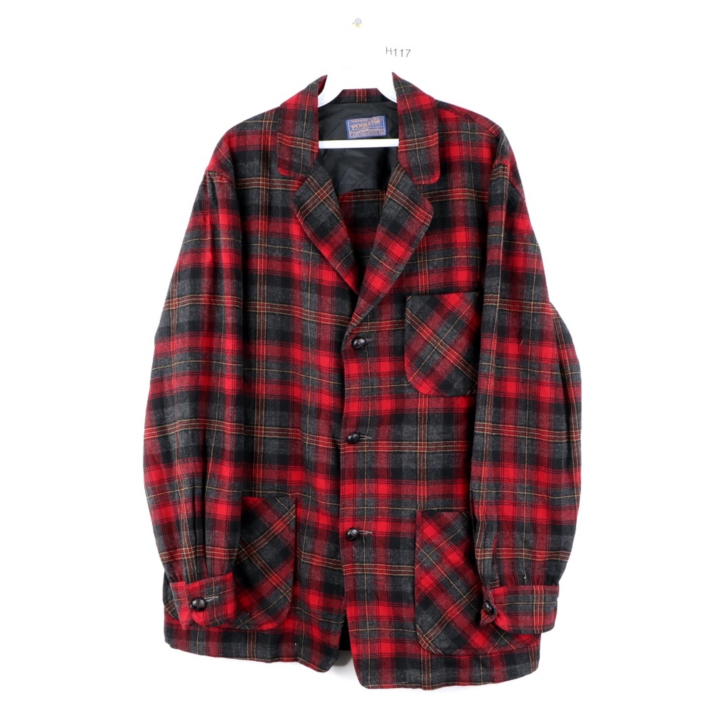 Vintage 60s Pendleton Plaid Wool Blazer Jacket USA